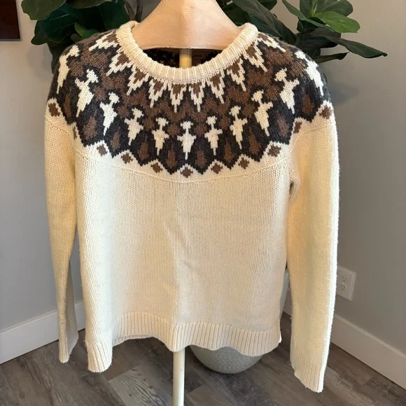 L.L. Bean Bean's Classic Ragg Wool Sweater Crewneck Fair Isle Size Medium - Picture 2 of 8